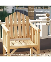 Gouun Outdoor Wood Armchair Patio Dining Chair with Wide Seat and Armrests