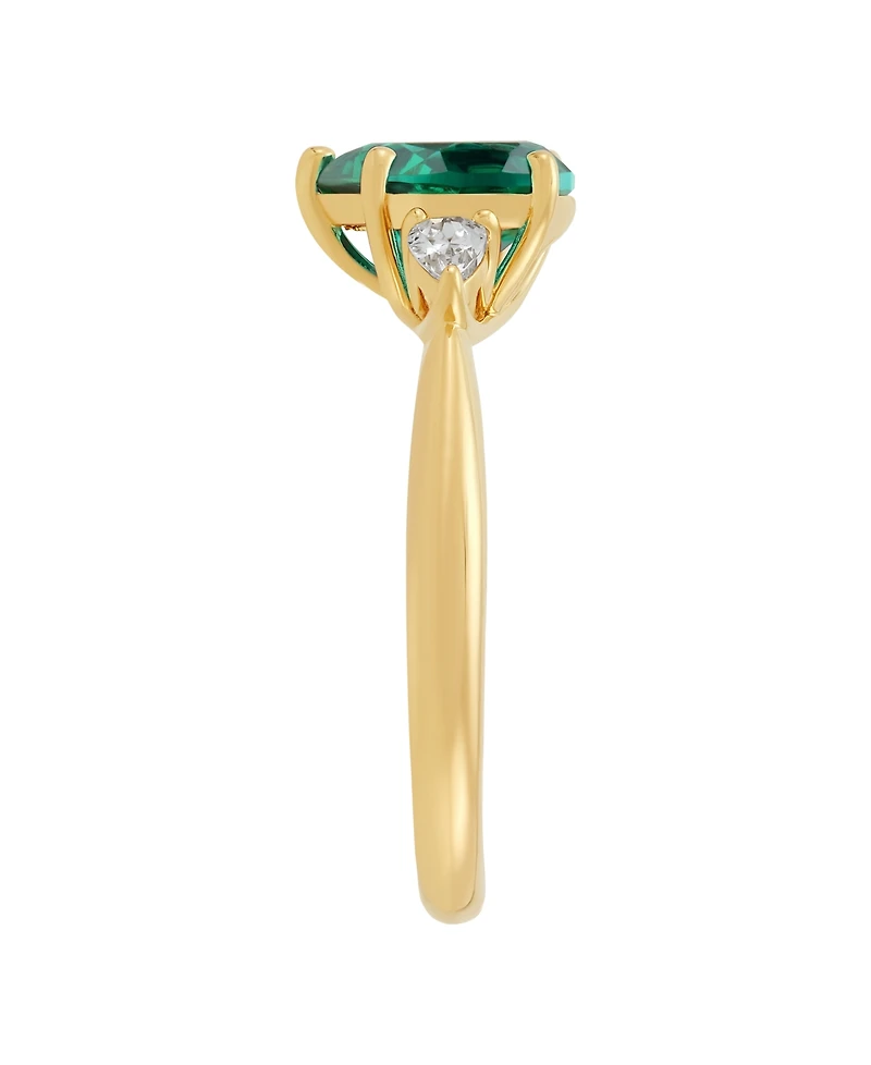 Macy's Created Emerald (1-5/8 ct. t.w.) and Created White Sapphire (1/3 ct. t.w.) Heart Ring in 14k Yellow Gold-Plated Sterling Silver