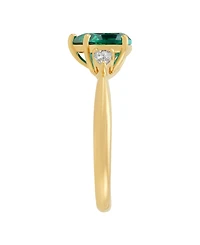 Macy's Created Emerald (1-5/8 ct. t.w.) and Created White Sapphire (1/3 ct. t.w.) Heart Ring in 14k Yellow Gold-Plated Sterling Silver