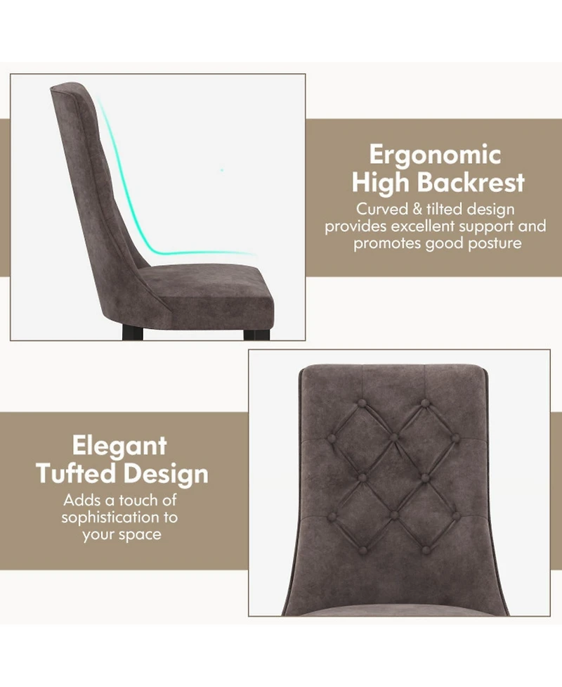 Gouun Set of 2 Tufted Velvet Dining Chairs with High Backrest and Padded Seat