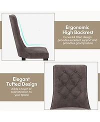 Gouun Set of 2 Tufted Velvet Dining Chairs with High Backrest and Padded Seat