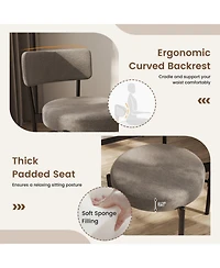 Gouun Set of 2 Sherpa Fabric Dining Chairs with Curved Backrest and Padded Seat