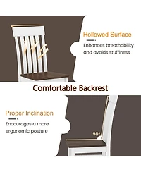 Gouun Set of 2 Kitchen Armless Dining Chairs with Slatted High Backrests
