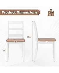 Gouun Set of 2 Ladder-Back Dining Chairs with Solid Rubber Wood Legs