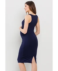 Hello Miz Maternity Bodycon Scoop Neck Sleeveless Knee Length Dress