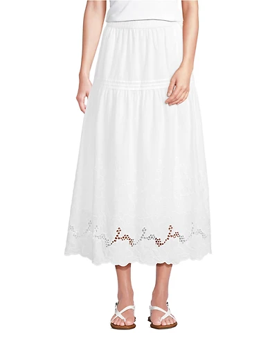 Lands' End Women's Voile Eyelet Maxi Skirt