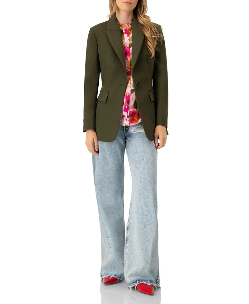 Ivonne Women's Single-Breasted Blazer With Front Flap Pockets