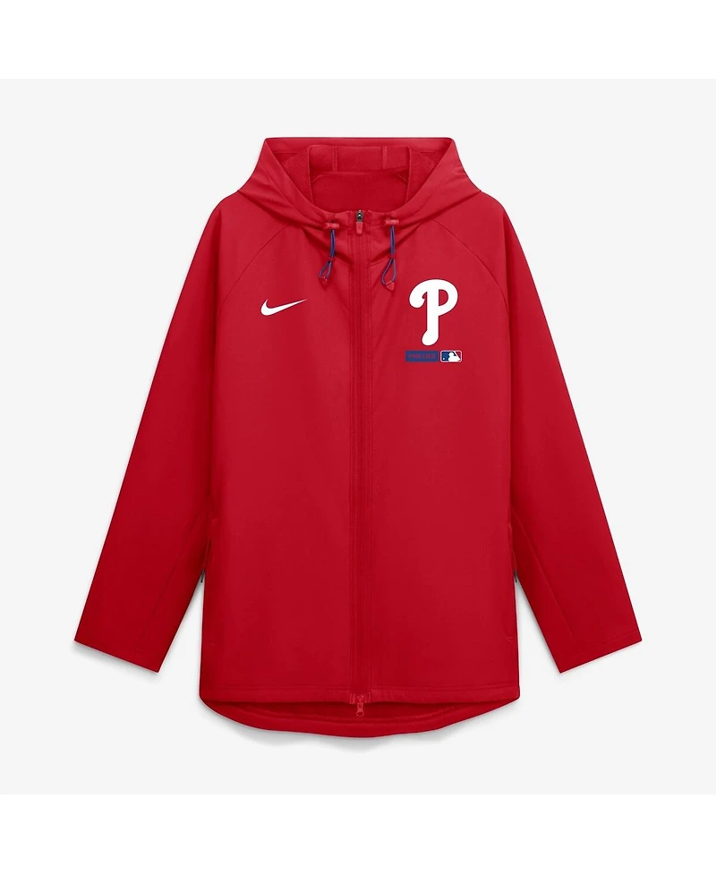 Nike Men's Red Philadelphia Phillies Authentic Collection Raglan Therma-fit Full-Zip Hooded Jacket