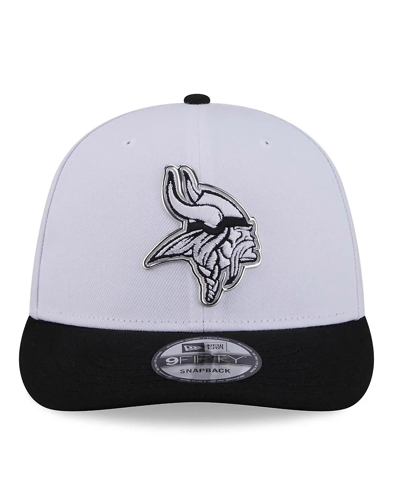 New Era Men's White/Black Minnesota Vikings 2026 Nfl Draft Pre-Curved 9FIFTY Snapback Hat