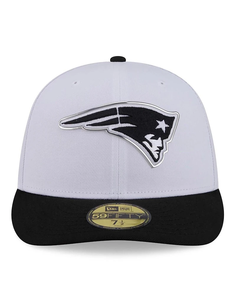 New Era Men's White/Black England Patriots 2026 Nfl Draft Pre-Curved 59FIFTY Fitted Hat