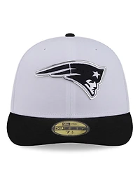 New Era Men's White/Black England Patriots 2026 Nfl Draft Pre-Curved 59FIFTY Fitted Hat