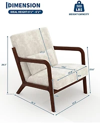 gaomon Mid-Century Modern Accent Chair with Corduroy Upholstery, Solid Wood Armchair with Removable Lumbar Pillow