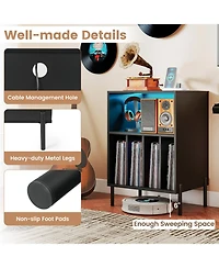 Sugift Record Player Stand with Led Light and Charging Station