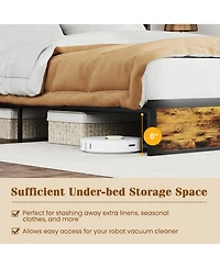 Gouun Full Metal and Wood Platform Bed Frame with Storage Drawers and Headboard and Industrial Design