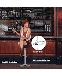 Costway Set of 4 Round Bar Stool Adjustable Swivel Pub Chair w/ Footrest