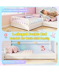 Gouun Twin Kids House Bed Frame with Safety Guardrails