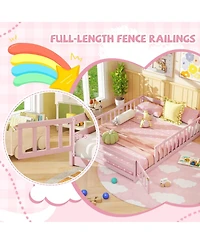 Gouun Full Kids House Bed Frame with Safety Guardrails