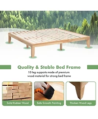 Gouun King Rubberwood Bed Frame with Headboard and Slat Support