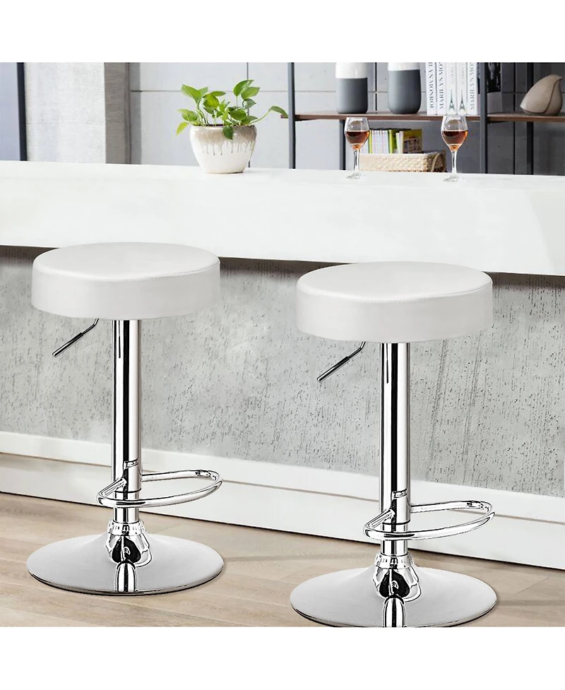 Costway Set of 4 Round Bar Stool Adjustable Swivel Pub Chair w/ Footrest