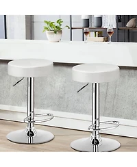 Costway Set of 4 Round Bar Stool Adjustable Swivel Pub Chair w/ Footrest