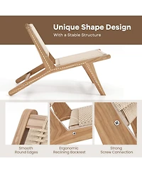 Gouun Teak Braided Rope Accent Chair and Ottoman Set