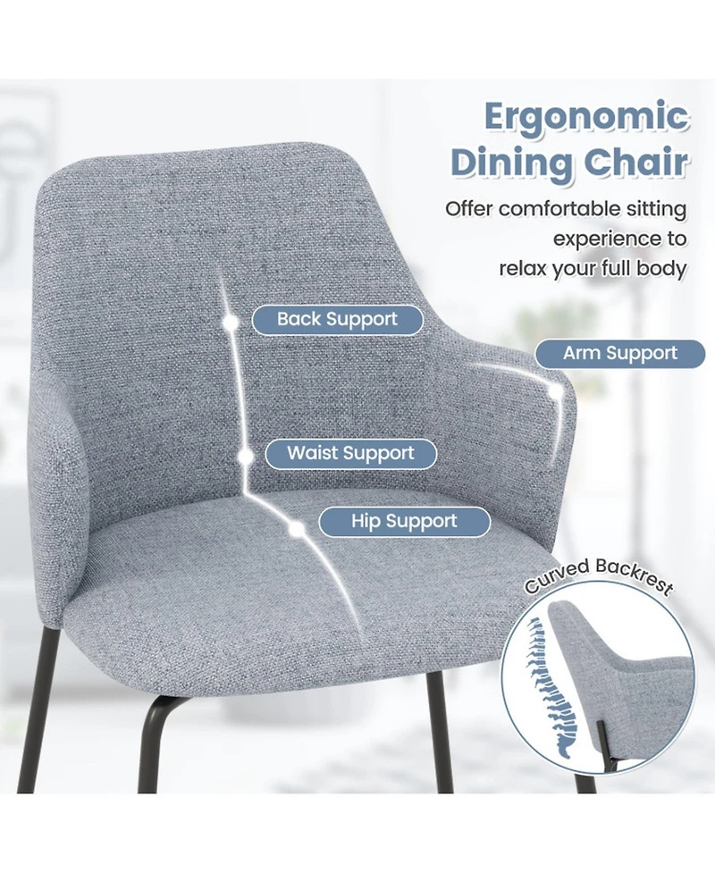 Gouun Fabric Dining Arm Chairs Set of 2 with Wide Seat and Adjustable Foot Pads