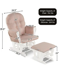 Gouun 29.5 x 28.5 in. Wood Glider with Ottoman, Storage Pocket and Detachable Cushion