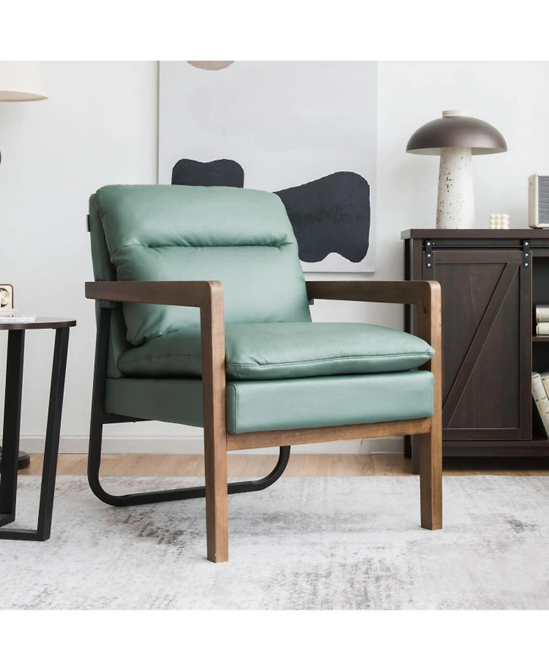 Gouun Extra-Thick Padded Single Accent Armchair with Rubber Wood Legs