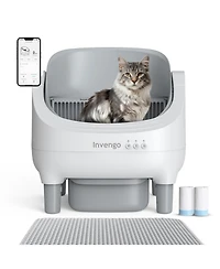 Ltmate Global Inc Automatic Cat Litter Box, App Control, Ultra-Quiet, 2 Rolls of Garbage Bags, Champagne