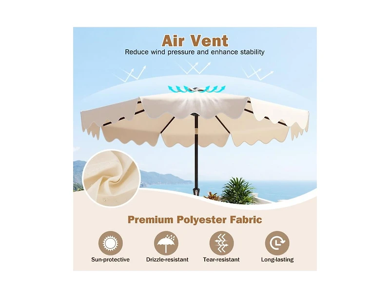 Slickblue Outdoor Patio Umbrella with Stable Weighted Base and Sandbag Anchors