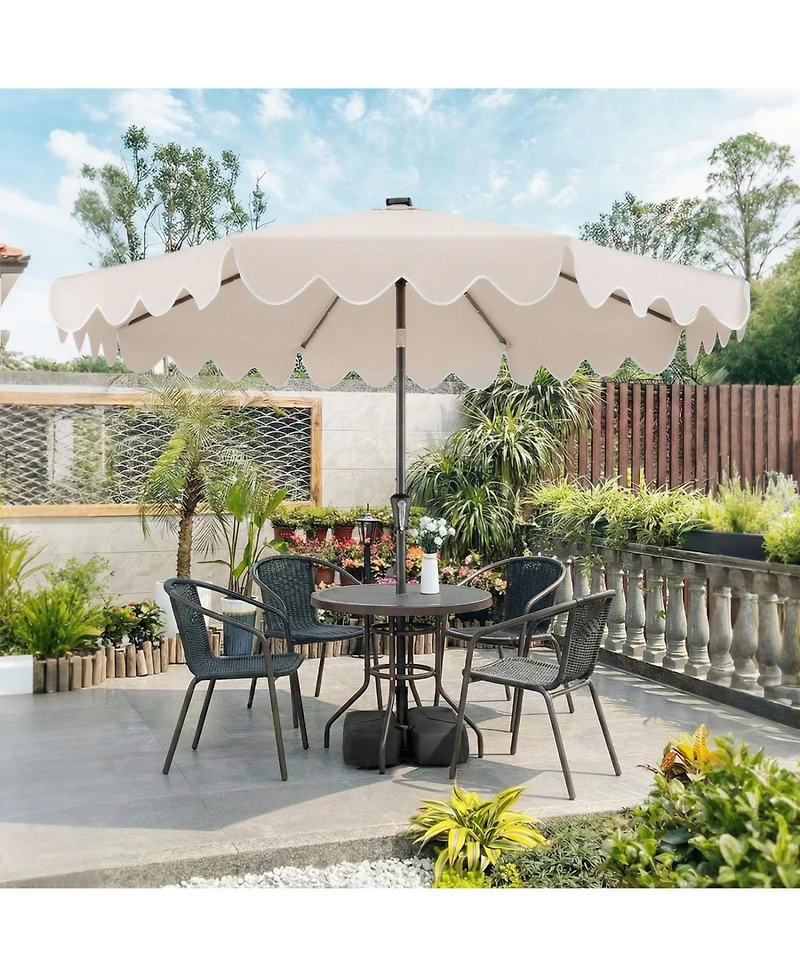 Slickblue Patio Umbrella with Solar Led Lights and Heavy Duty Weighted Base