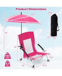 Sugift Two Pack Beach Umbrella Chairs with Adjustable Parasol