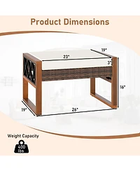 Sugift Pe Rattan Wicker Ottomans Set of Two with Removable Cushions