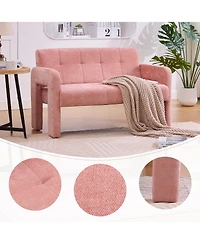 Rainsken 47 Inch Compact Loveseat Sofa, Chenille Fabric 2 Seater Couch with Deep Cushion and Dual Armrests, Upholstered Small Sofa for Living Room