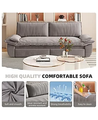 Rainsken 3-in-1 Multi-Functional Velvet Sleeper Loveseat, 73.2 Inch Queen Pull Out Sofa Bed Featuring Plush Soft Armrests for Living Room Use
