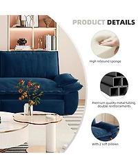Rainsken 73.2" Convertible Loveseat, Queen Size Velvet Upholstered Pull-Out Sleeper Sofa with Gentle Cushioned Armrests for Living Room