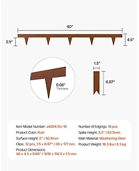 Sugift Steel Landscape Edging, 10 Pack, 40 x 4.5 inches, Weather-Resistant Metal for Garden