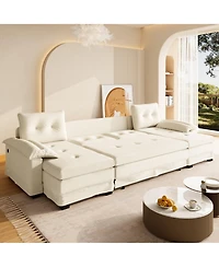 Rainsken 109.5" U-Shaped Sleeper Sofa, Oversized Modular Sectional Couch with Pull Out Bed, Removable Armrests and Usb Ports for Living Room