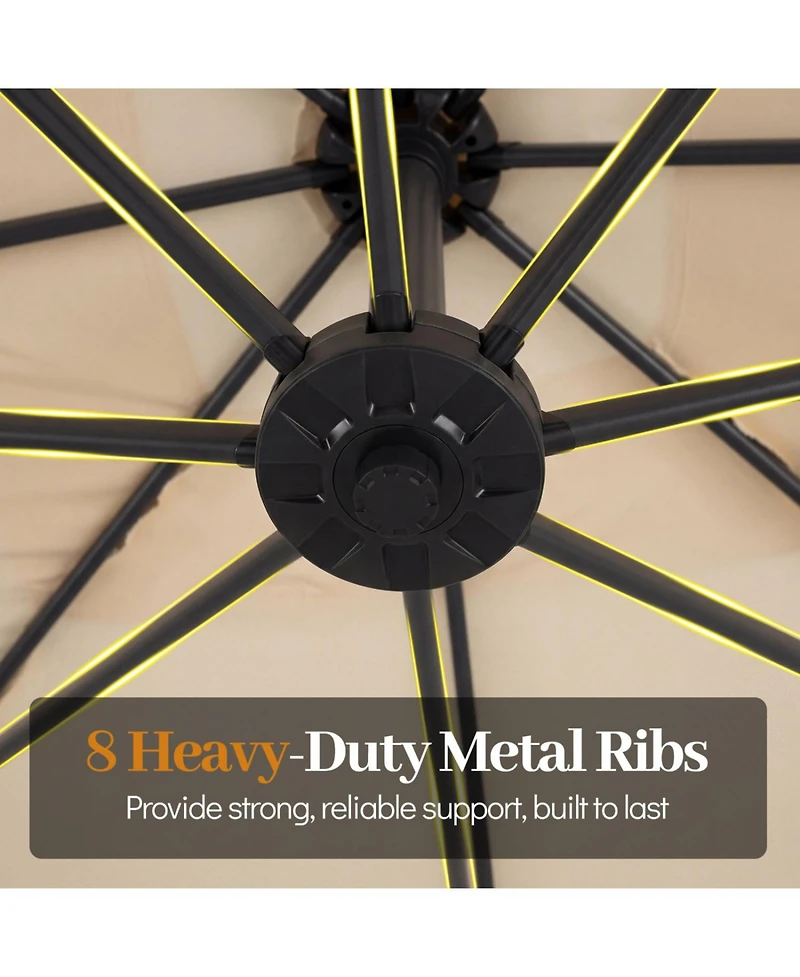 Slickblue Solar-Powered Offset Hanging Umbrella with 40 Led Lights for Patio