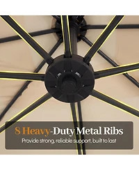 Slickblue Solar-Powered Offset Hanging Umbrella with 40 Led Lights for Patio