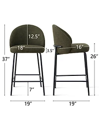 Maison Boucle Set of 3 Counter Stools, 26-Inch Seat Height, for Kitchen Island