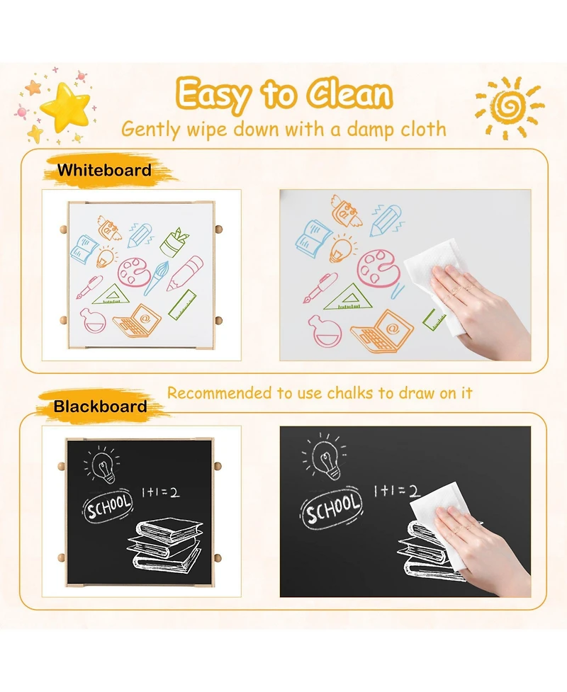 Gouun Robot-Shaped Kids Table and Chairs with Reversible Whiteboard for Ages 3