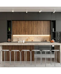 Gouun Stackable Round Metal Stools Set of 6 with Daisy Cutout Design