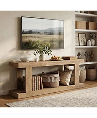 Tribesigns Solid Wood Tv Stand for Televisions up to , Media Entertainment Center with Diy Storage Space, Simple Tv Rack