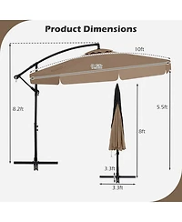Gouun 10 ft Offset Patio Umbrella with Zippered Cover Tilt Adjustment and Ruffled Trim
