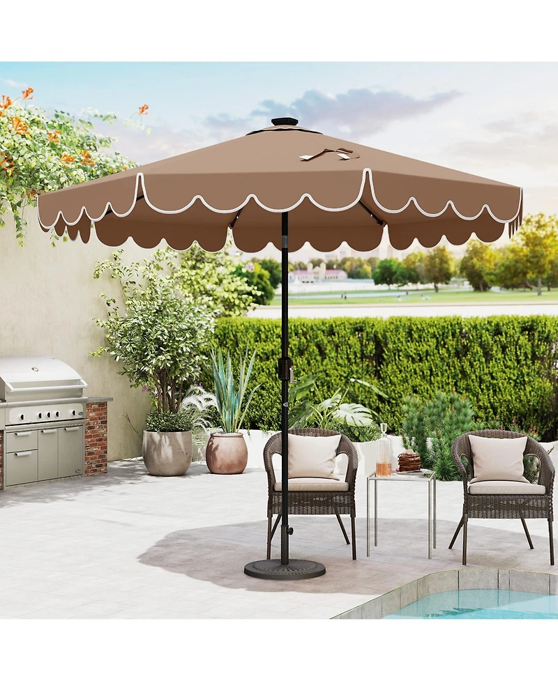 Sugift 9.3 ft Solar Patio Umbrella with Led Lights and Vented Top