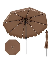 Sugift 9.3 ft Solar Patio Umbrella with Led Lights and Vented Top