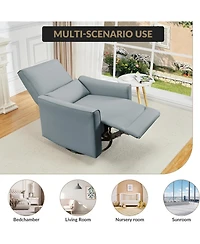gaomon 360degree(s) Swivel Rocking Recliner Chair, Manual Fabric Glider with Lumbar Support, Padded Armrests, Footrest, Living Room