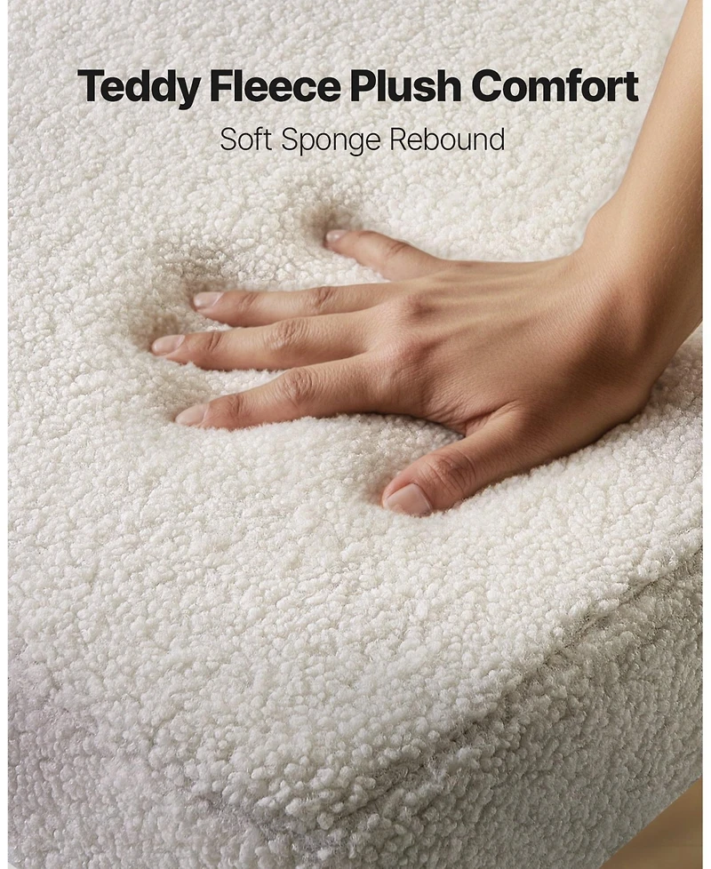 Gouun Set of 4 Upholstered Boucle Patio Dining Chairs with Curved Backrest and Metal Legs