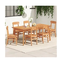 Gouun Armless Teak Wood Patio Dining Chair with Slatted Seat and Curved Backrest